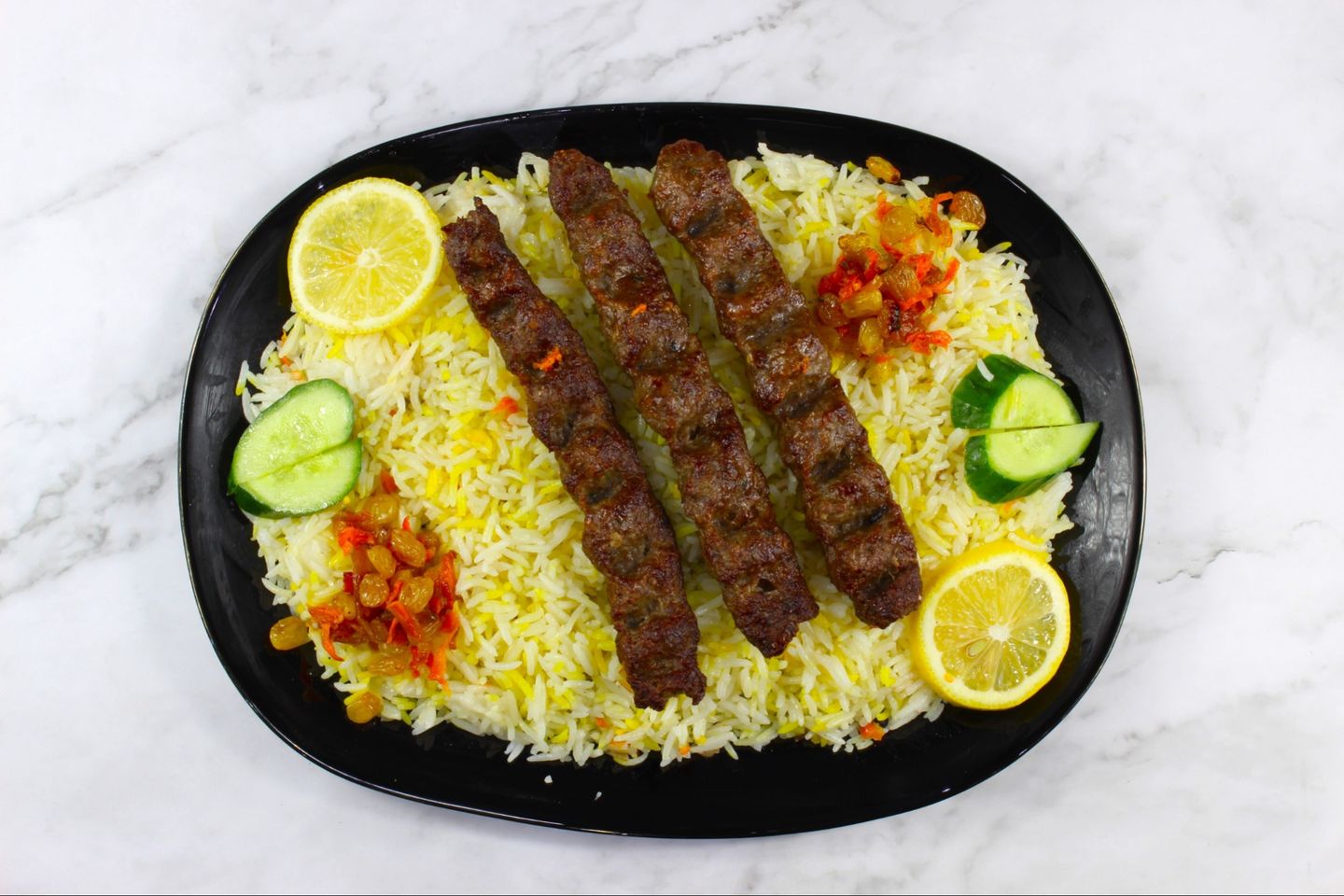 كباب لحم مع رز