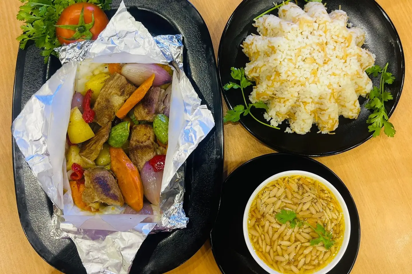 ورقة لحمة بلدي + أرز + شعرية