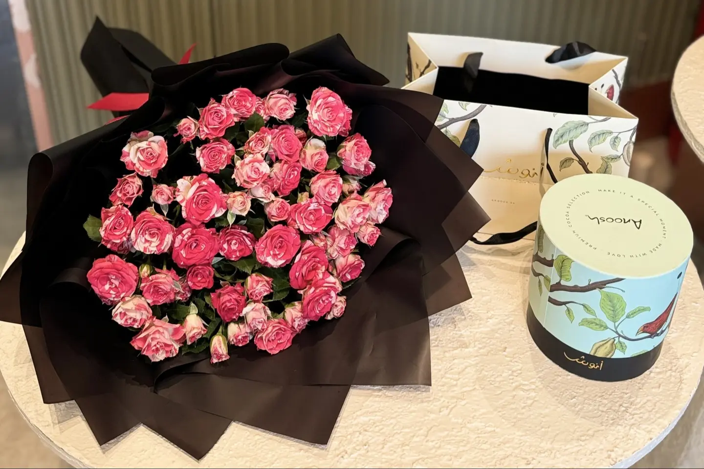 Anoush Chocolate With A Bouquet Of Flowers