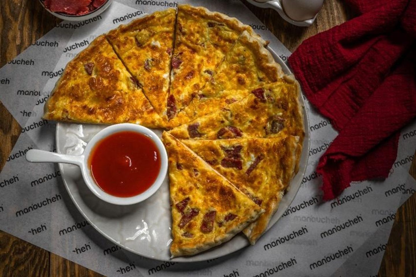 Egg, Cheese, And Basturma Manakish