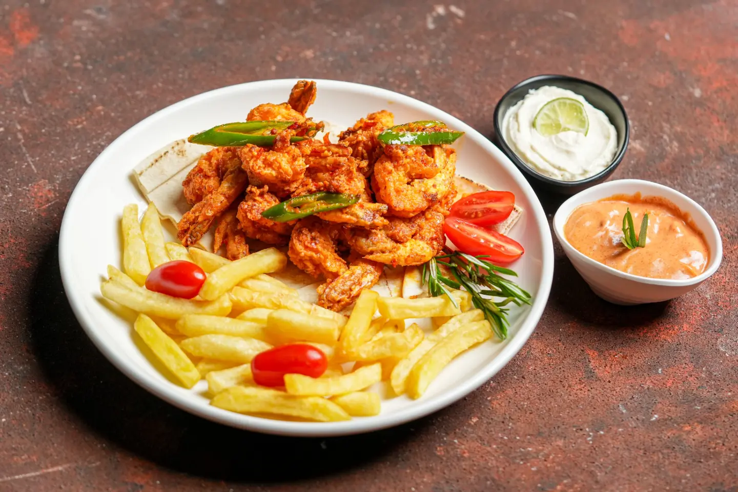 روبيان بالثوم والفلفل