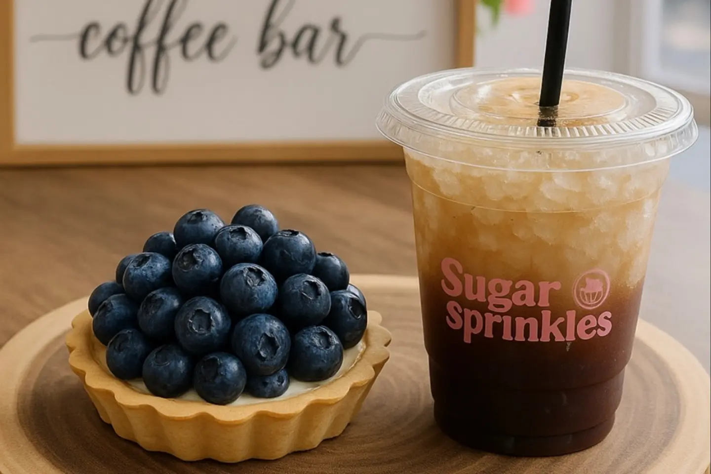 Ice Americano +Bluberry Tart