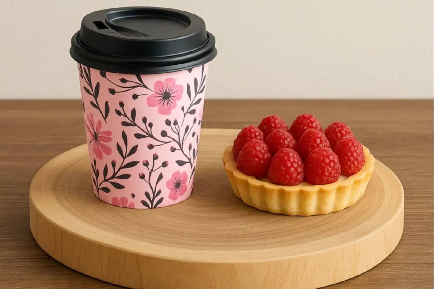 Hot Americano + Raspberry Tart