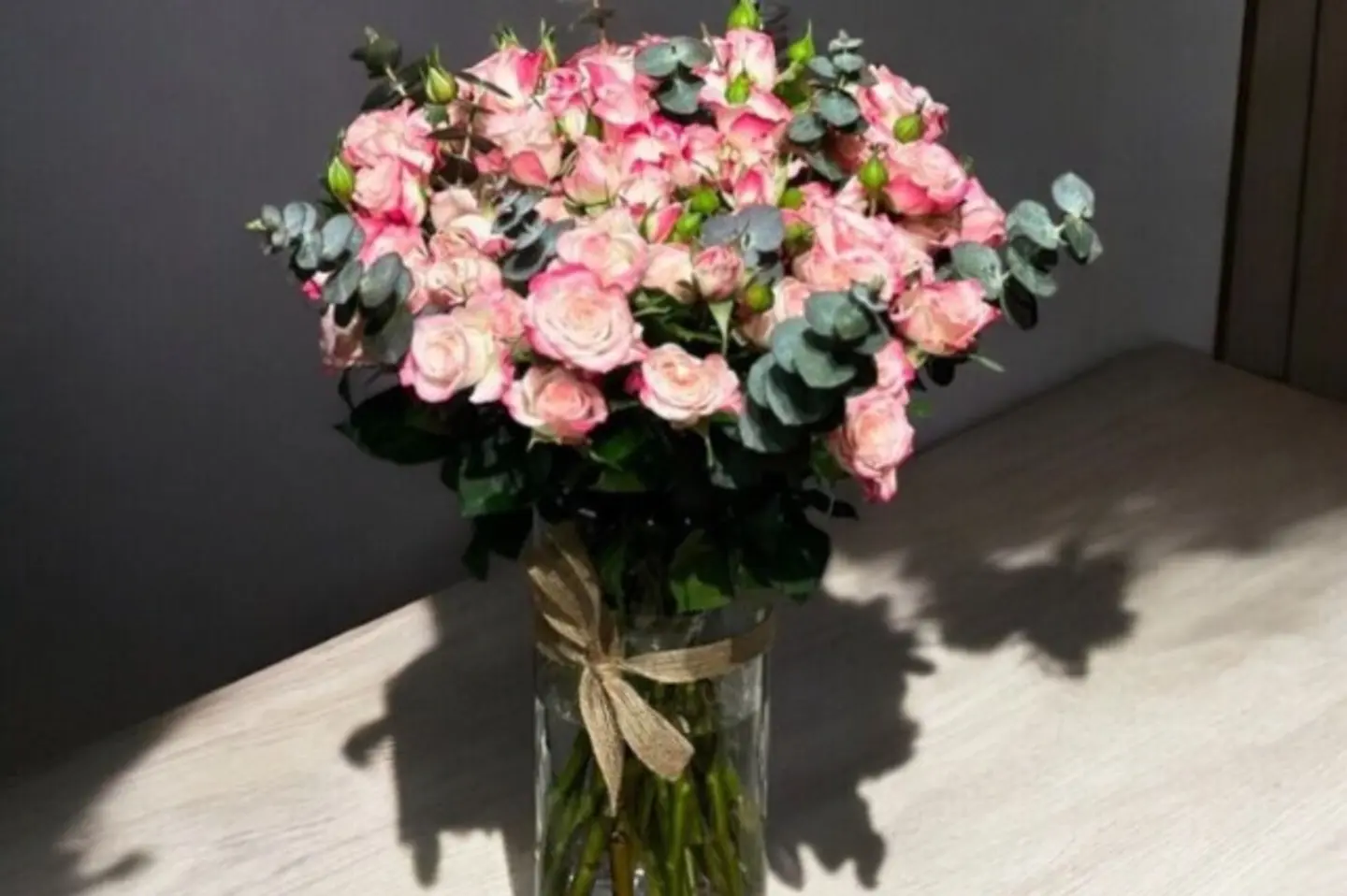 فازة بيبي روز ١٥ غصن وردي