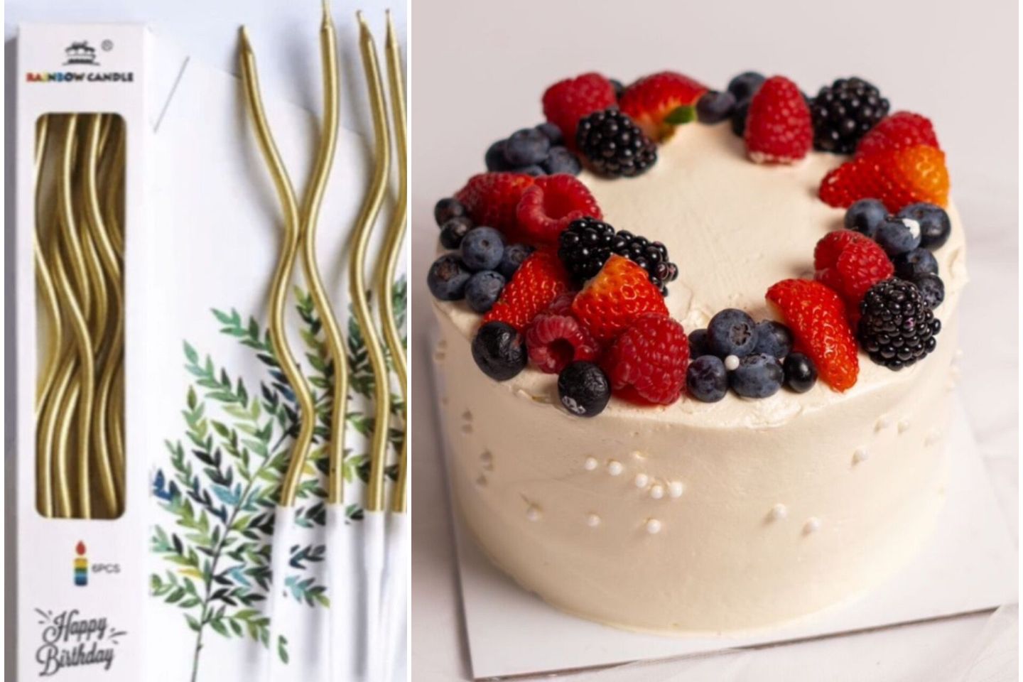 Vanilla Cake With Mixed Fruits And Candles