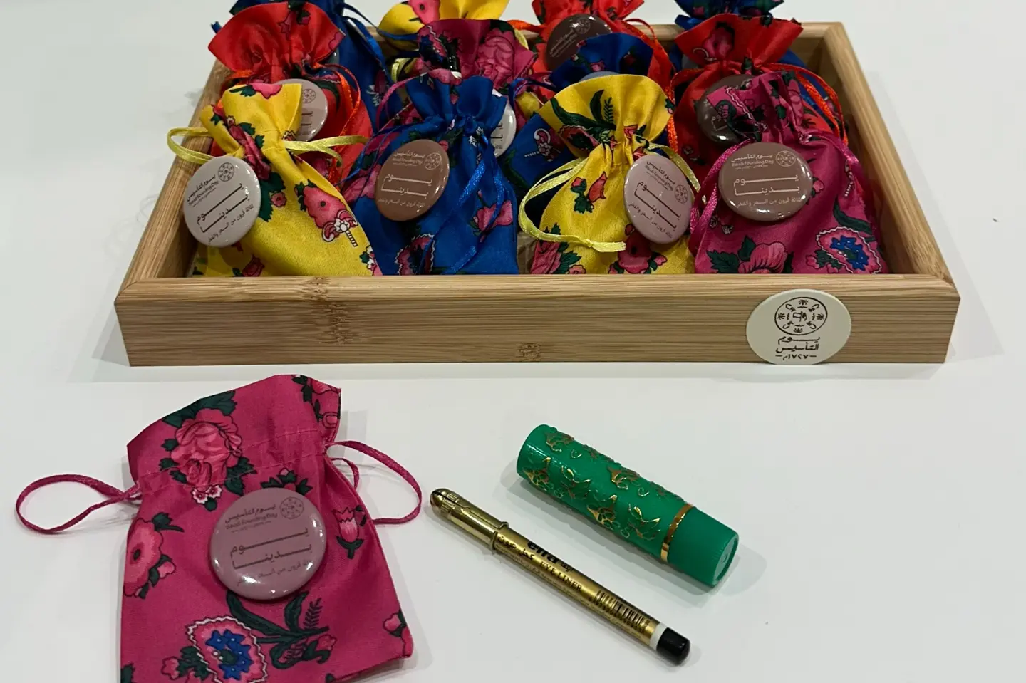 Founding Day Giveaway Tray Filled With Lipstick And Eyeliner
