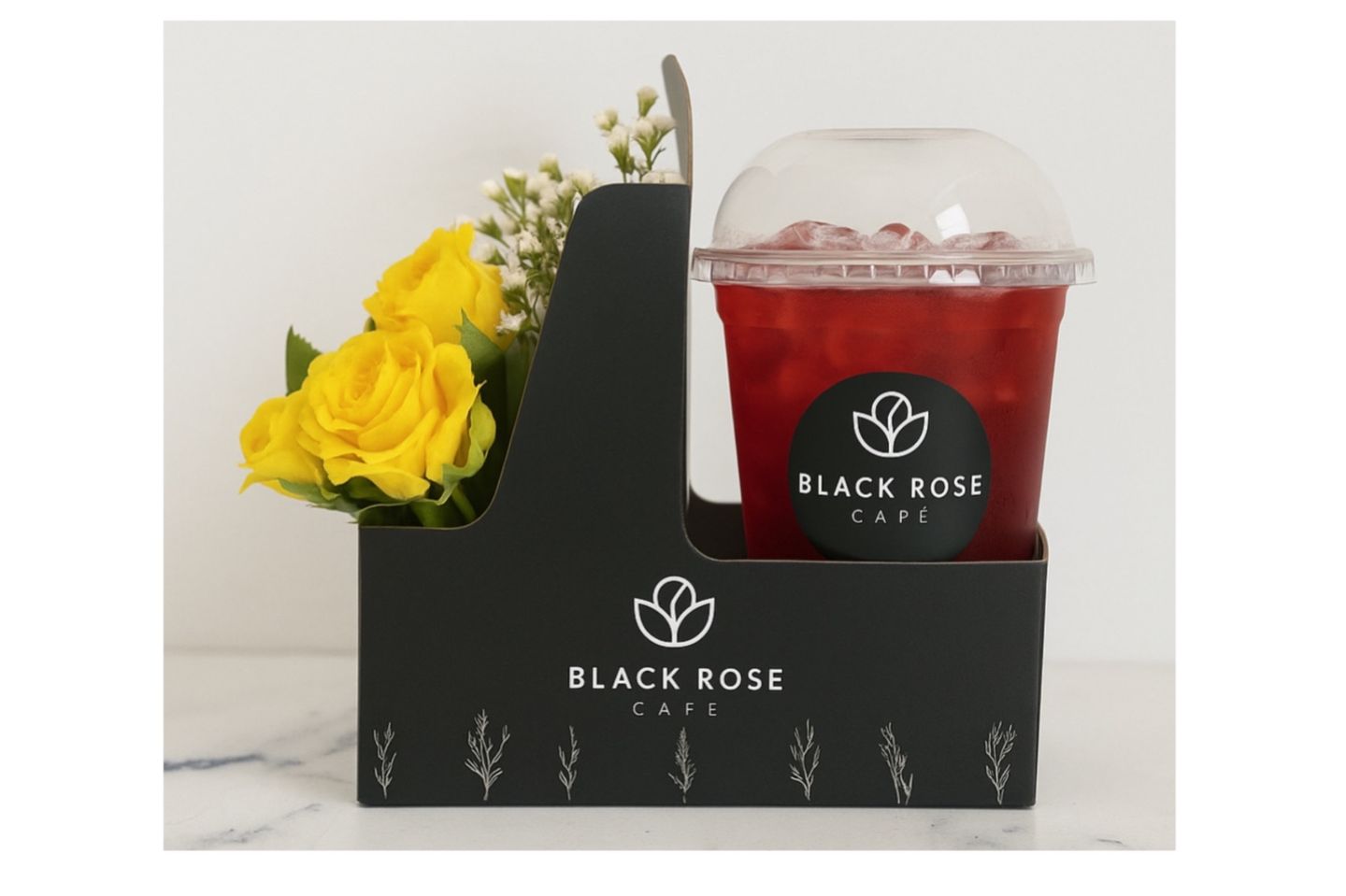 Strawberry Flavored Mojito With Small Rose Holder