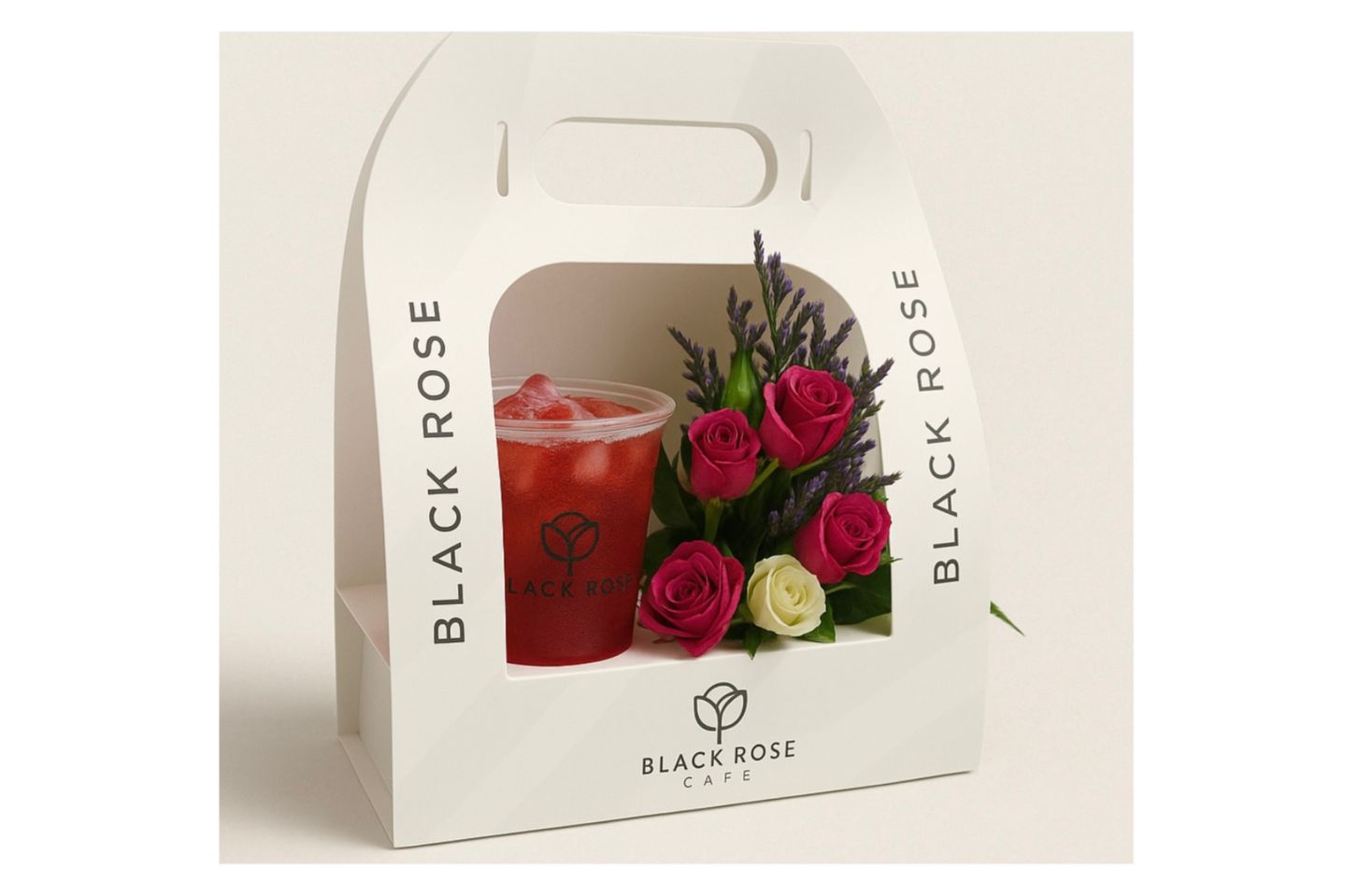 Raspberry Flavored Mojito With Large Rose Holder