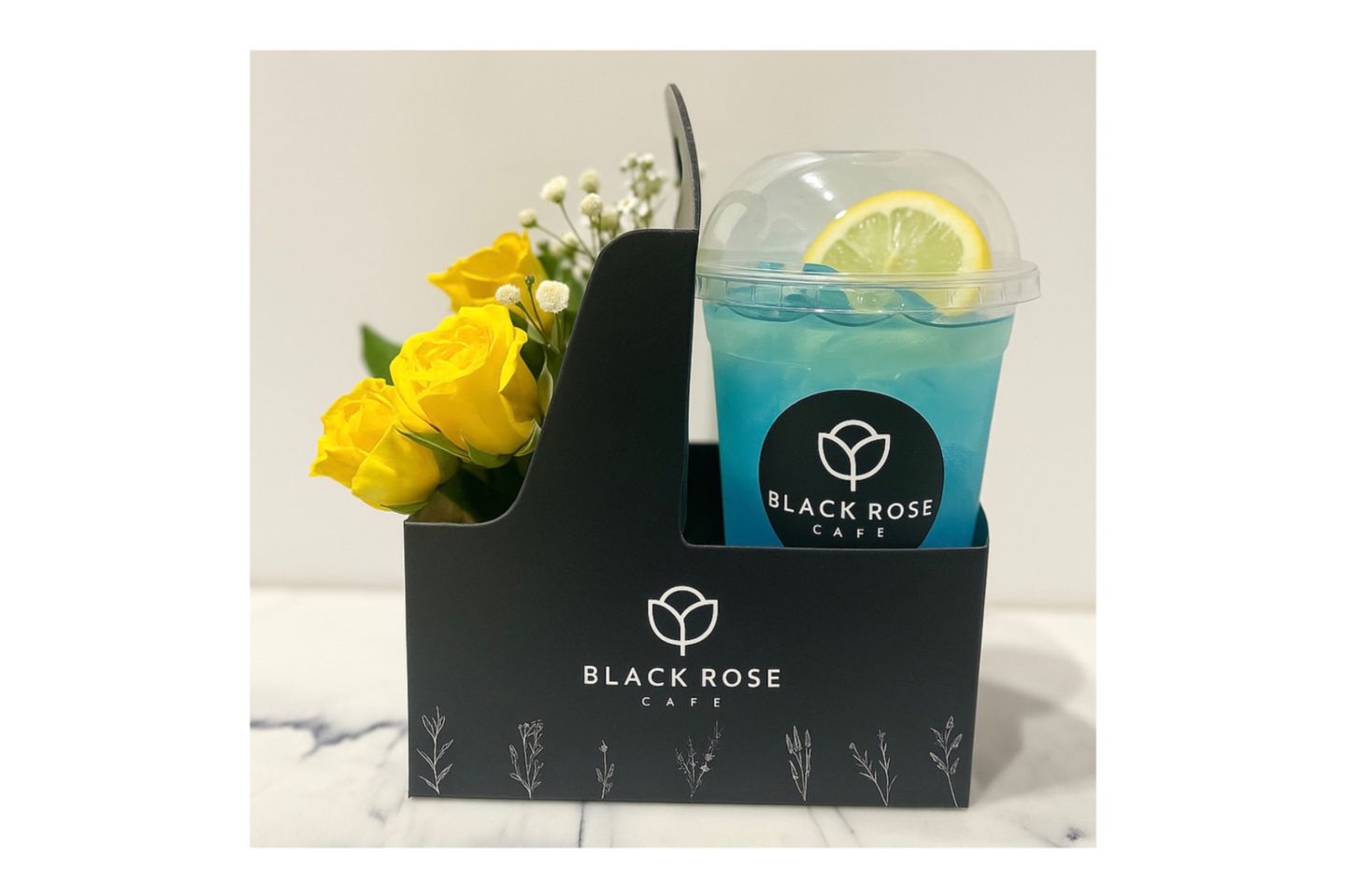 Blue Mojito With Small Rose Holder