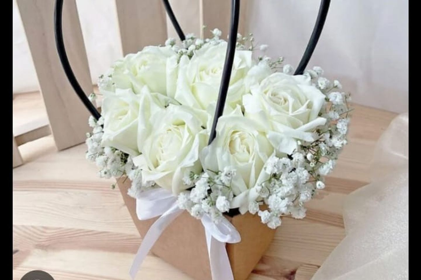 Basket White Roses