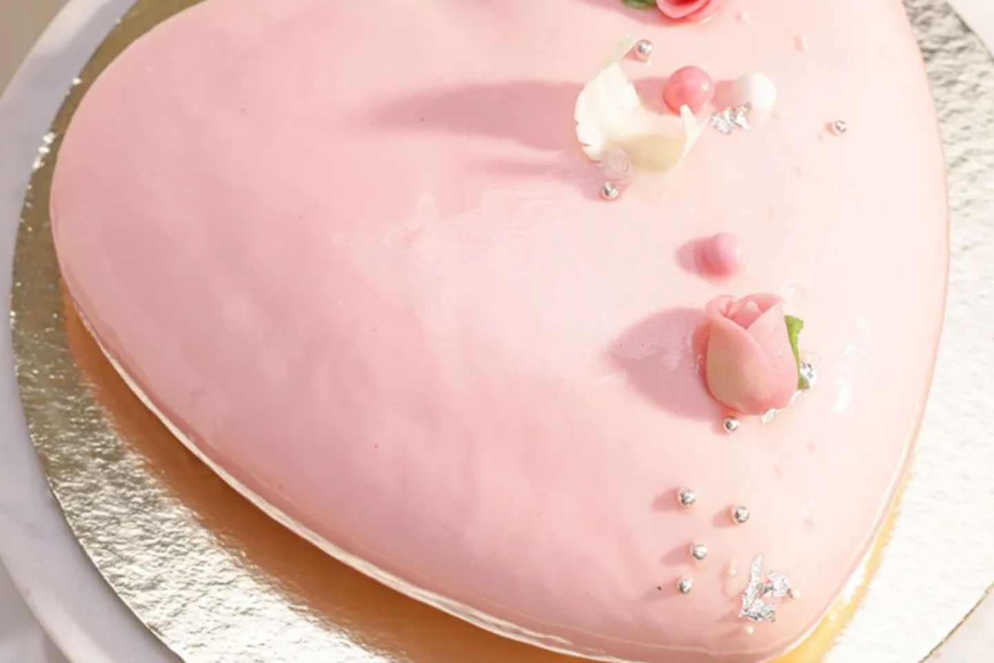 Love You Pink Heart Cake