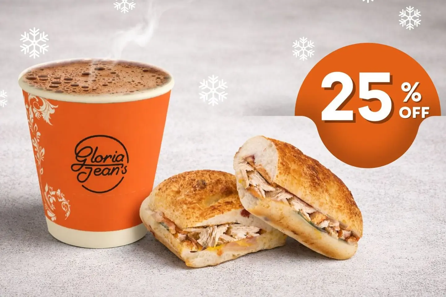 كومبو شوكولاتة ساخنة مع قطعتين من أي ساندويتش