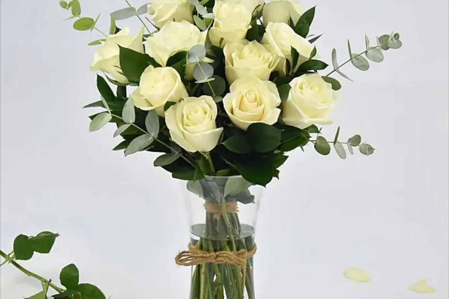 White Roses Flower Vase