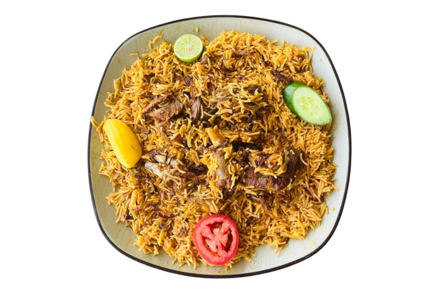 A Person Of Madghot Meat With Rice