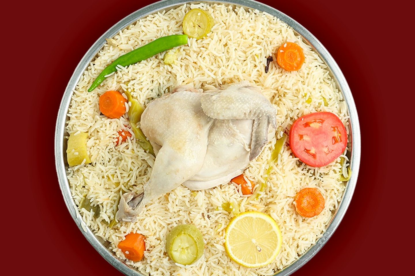 Half White Mandi Chicken With Vegetables