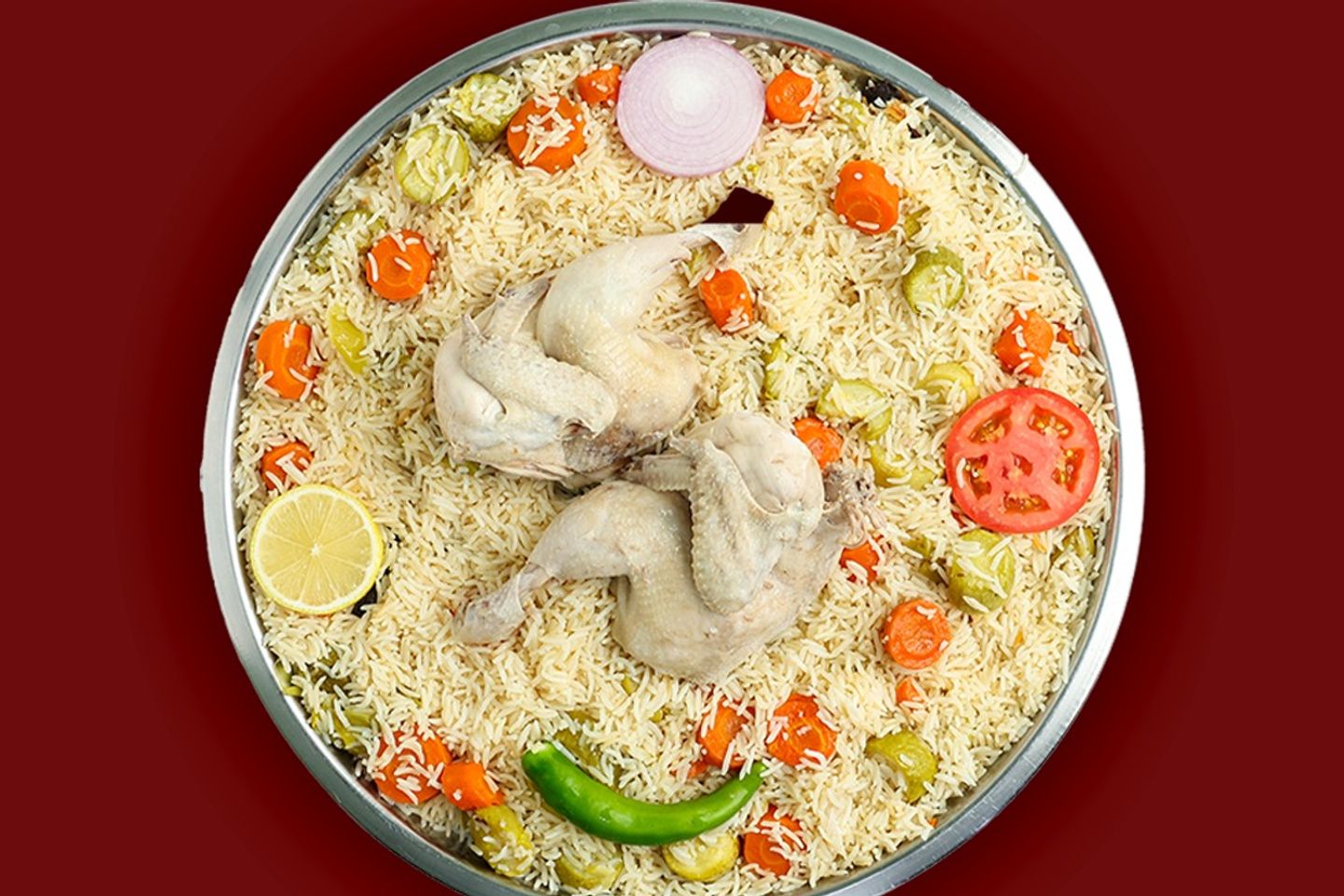 Full White Mandi Chicken With Vegetables