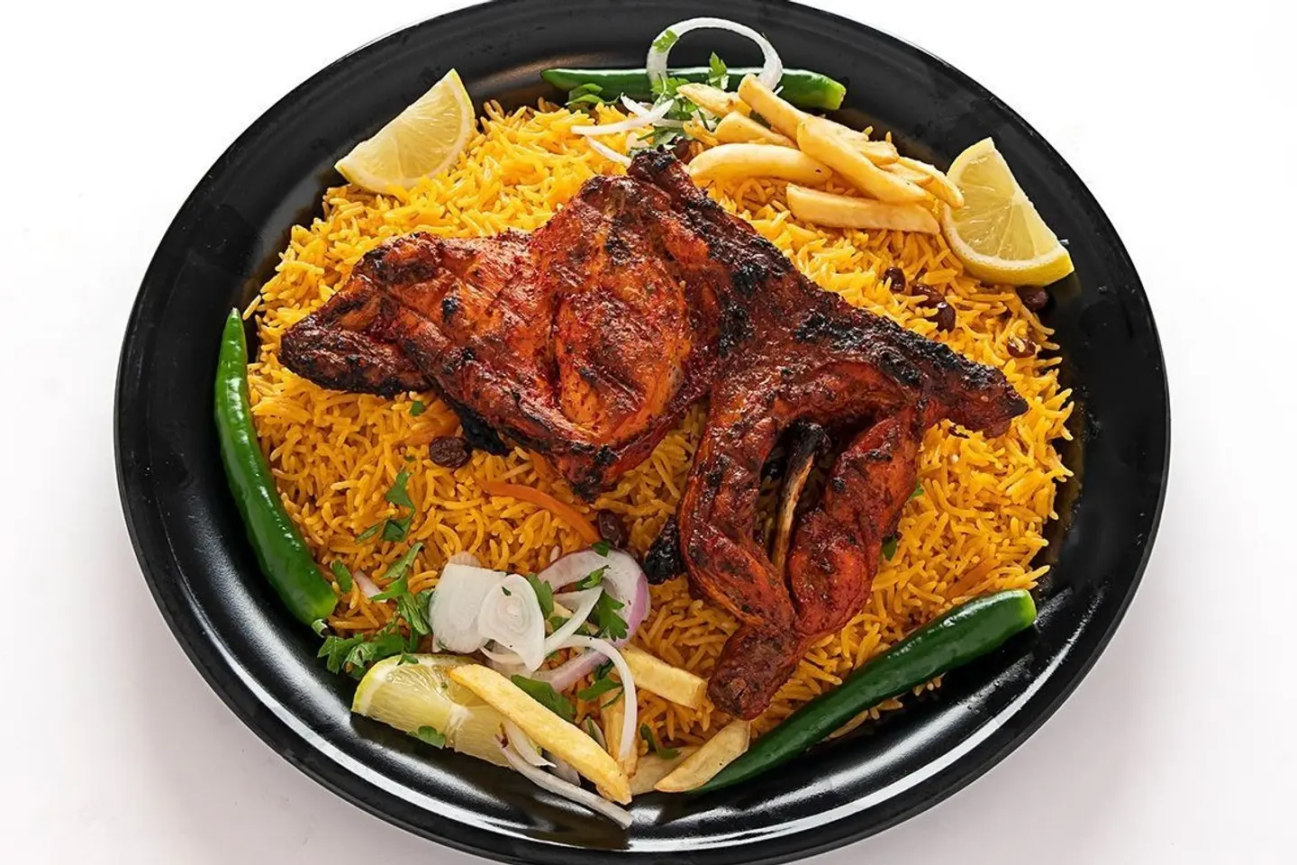 نصف حبة دجاج على الفحم