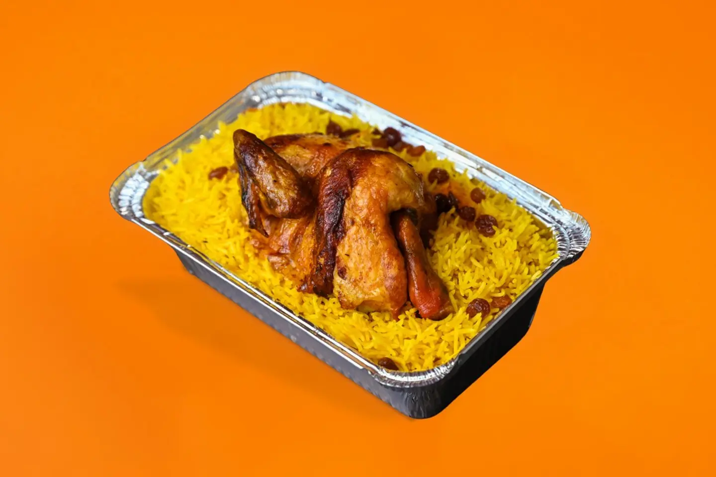 نصف دجاج شواية مع الأرز