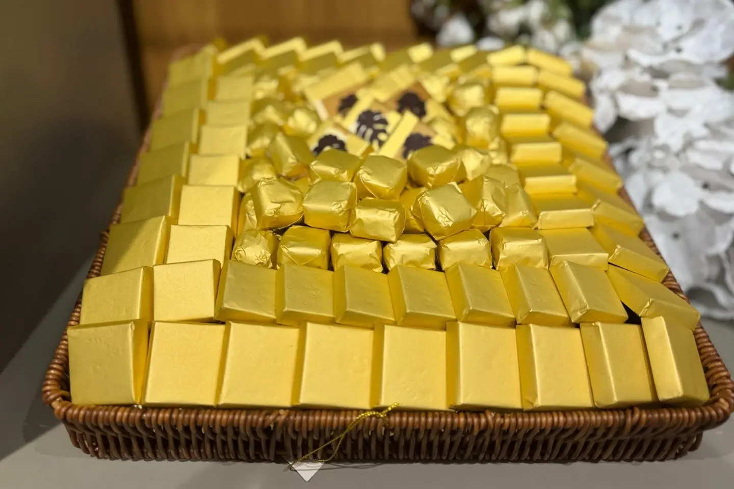 Large Gold Rectangular Basket 36330