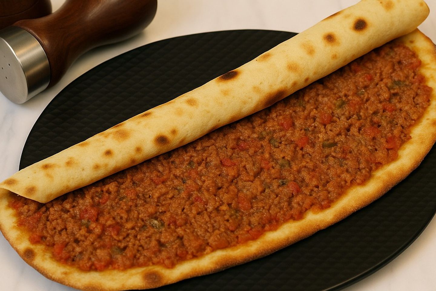 خبز الصاج باللحمة مفروم