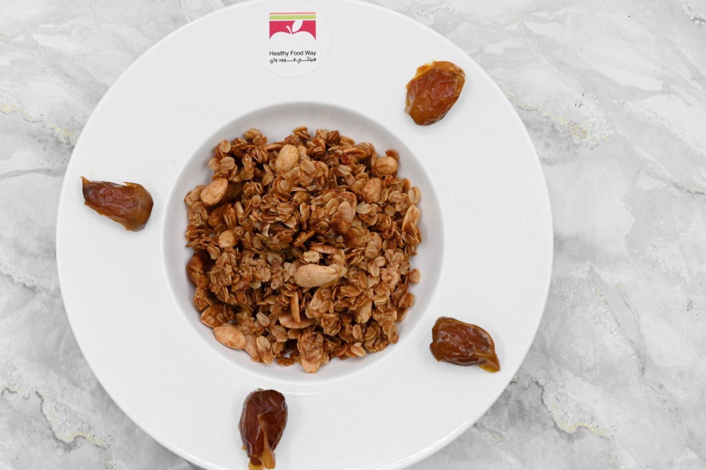 Date Granola Sweetened With Natural Honey With Almonds And Flax Seeds