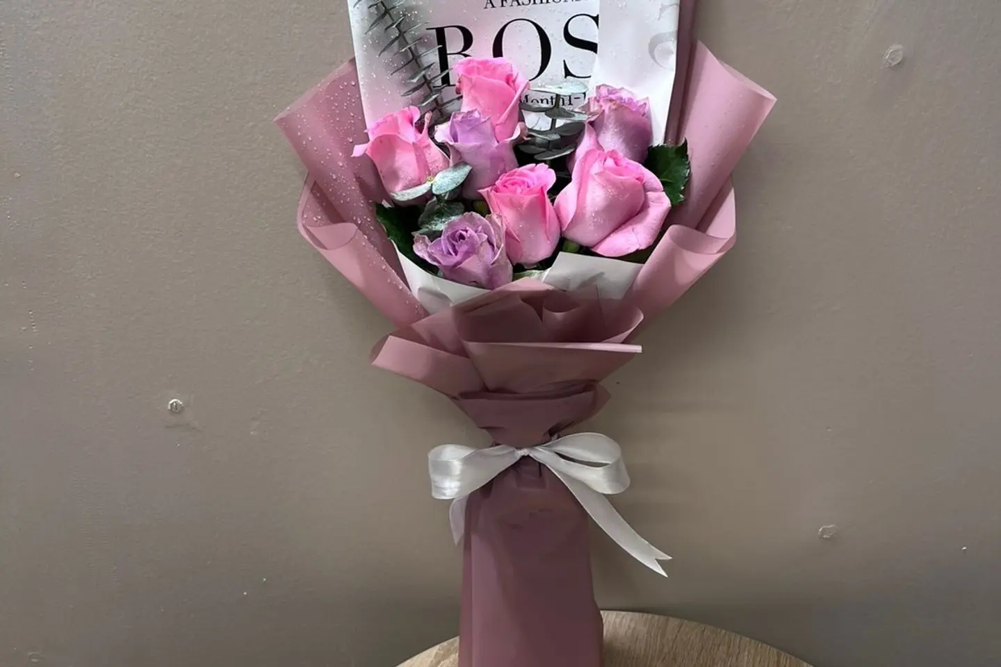 Pink And Purple Bouquet Wrapping
