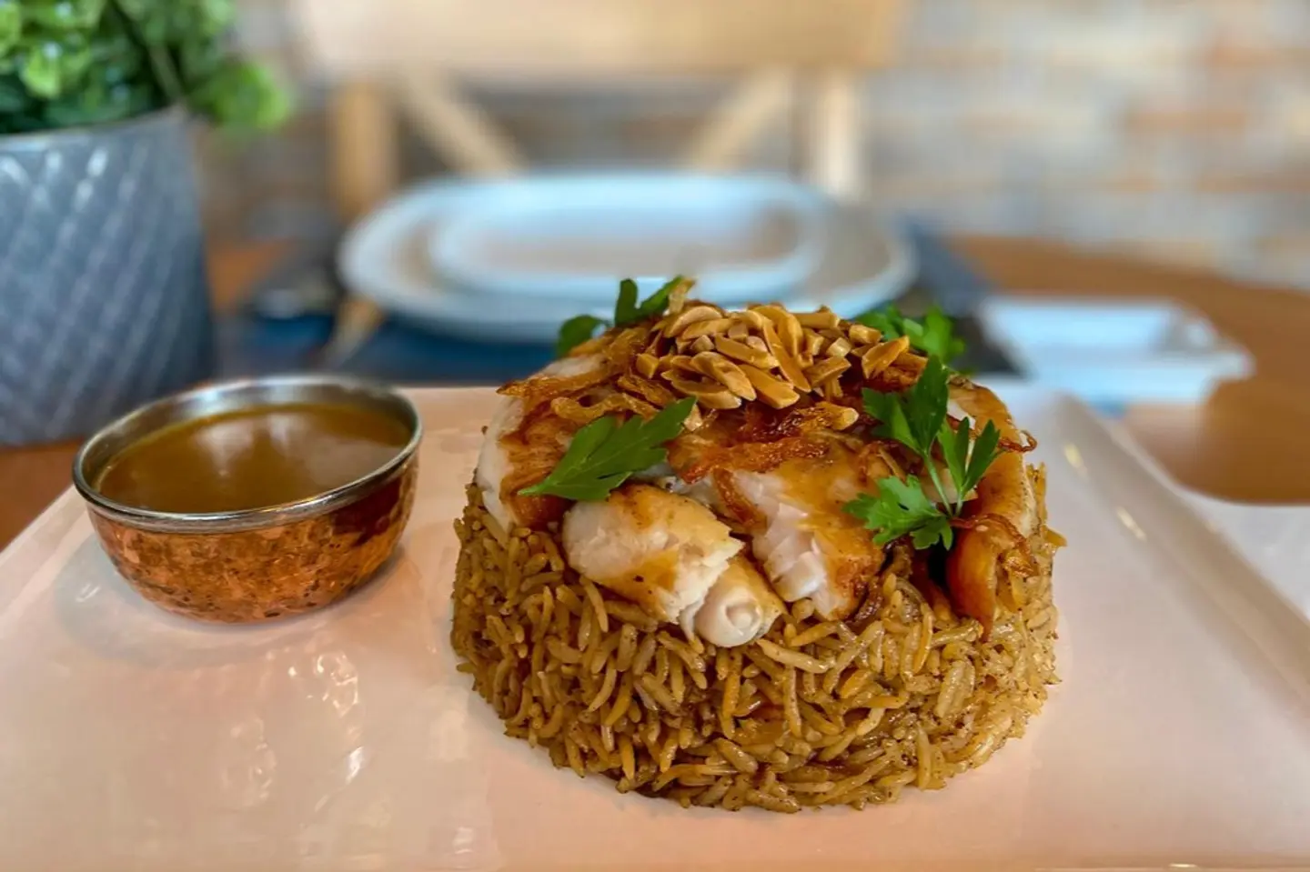 Yellow Sayadiya With Tahina Sauce