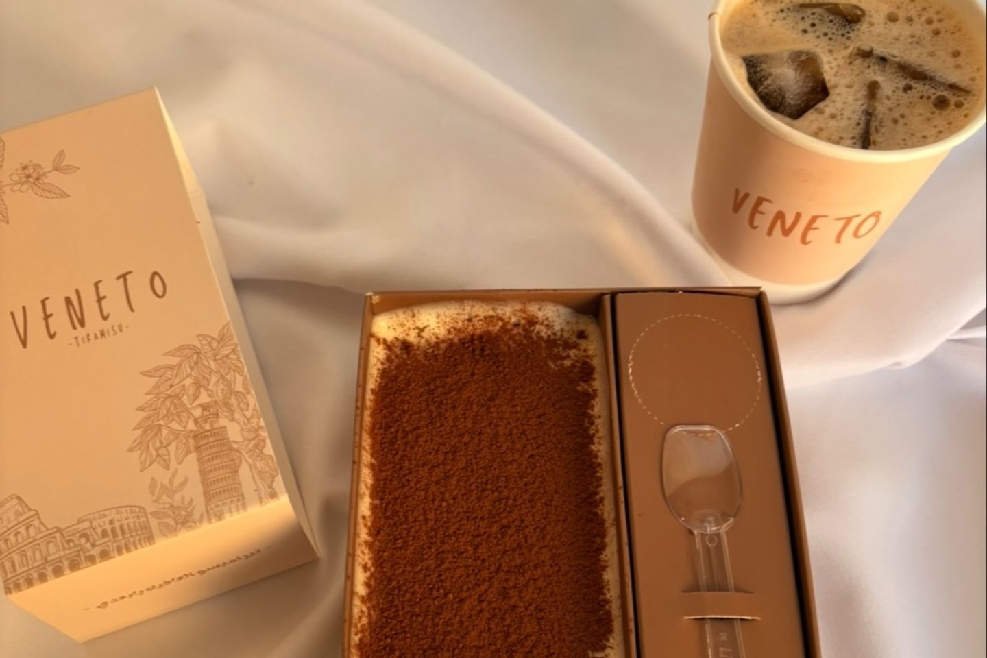 Cold Black Coffee With One Small Tiramisu