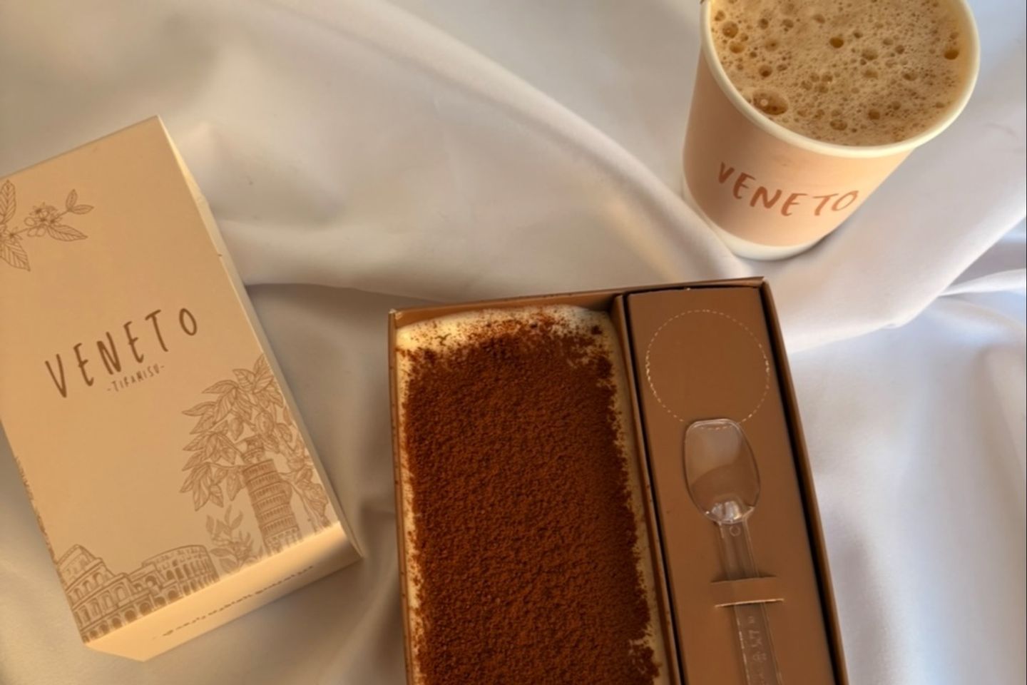 Hot Black Coffee With One Small Tiramisu