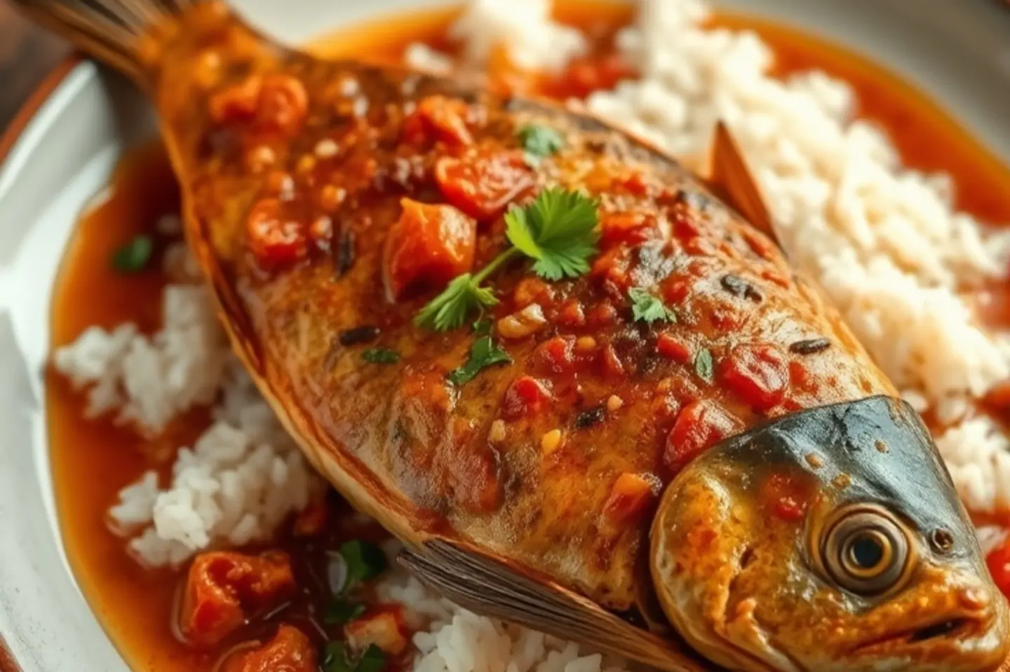 Rohi Fish Dish With Rice
