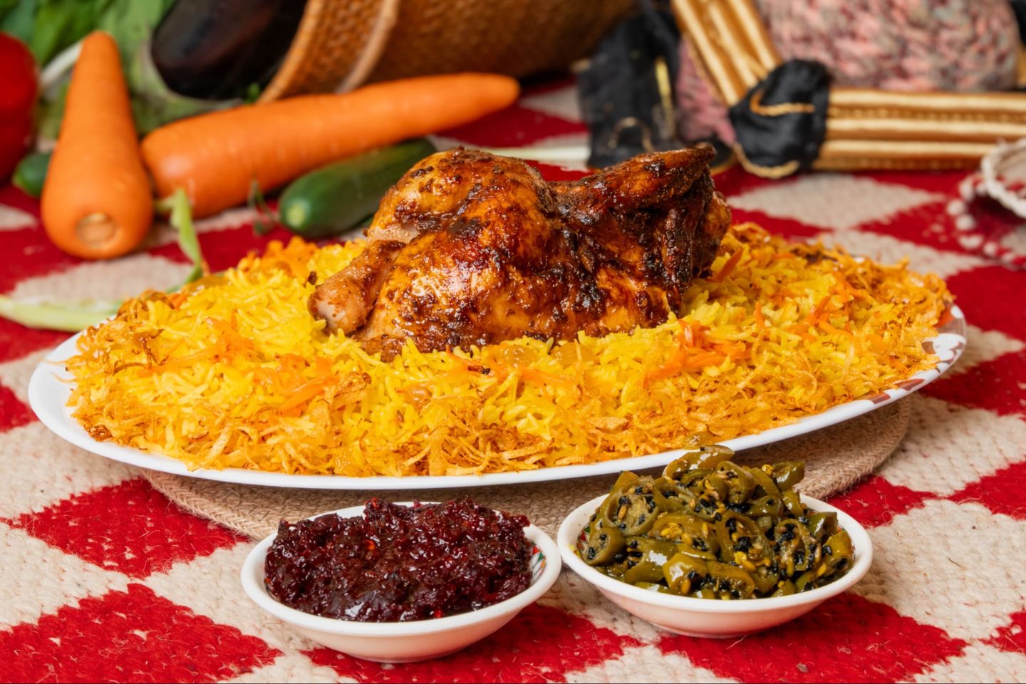 نص دجاجة ارز بخاري