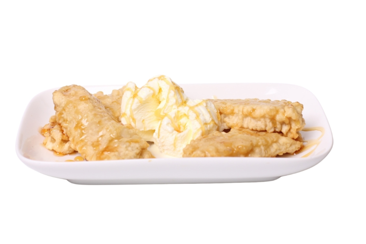 Fried Banana With Honey And Ice Cream
