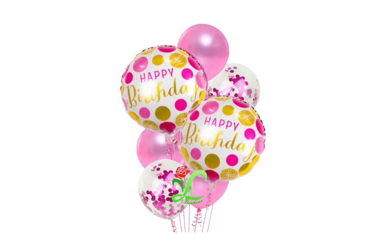 Happy Pink Golden Balloon Bouquet
