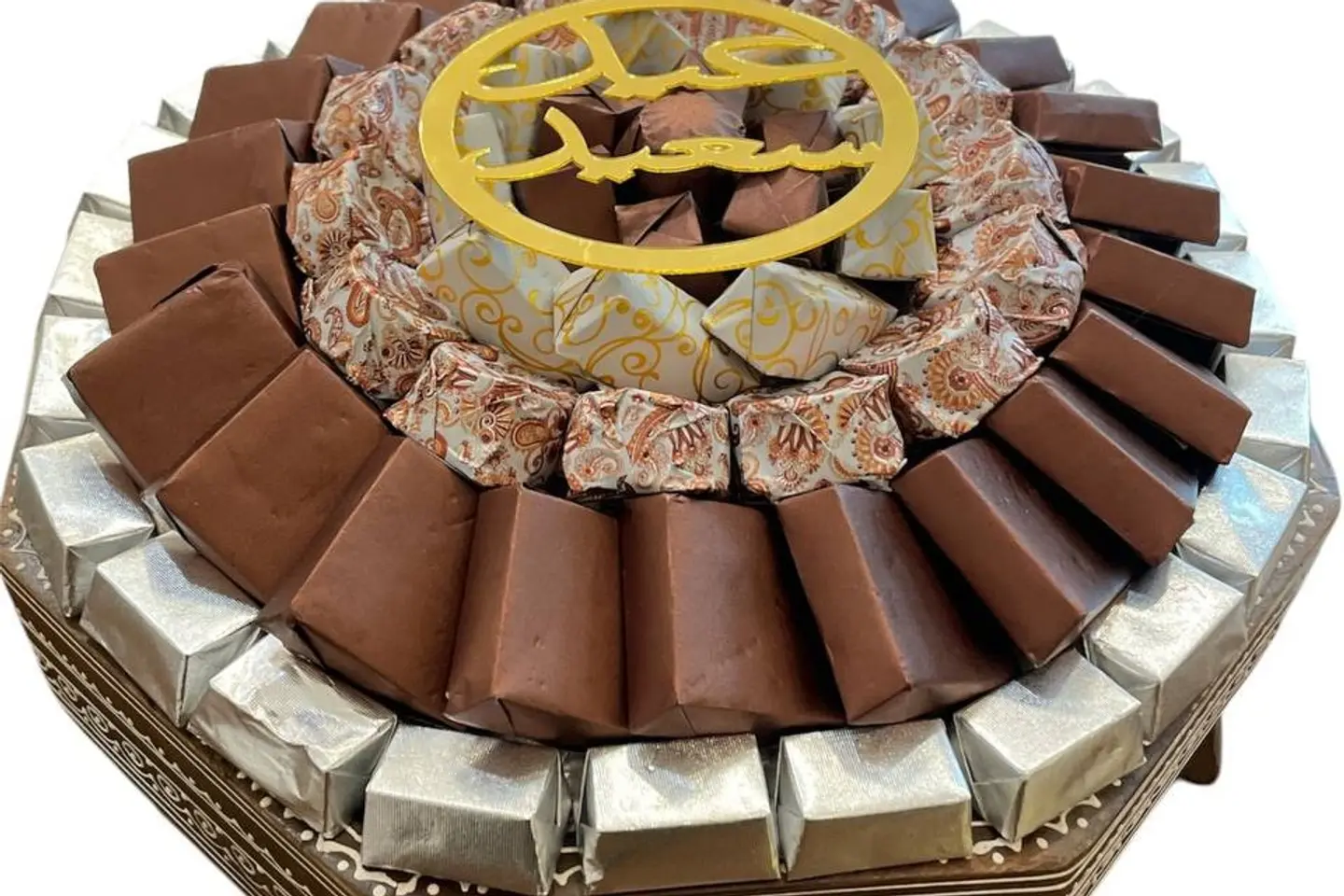 صينية شوكولاتة مغلف خشب يدوي