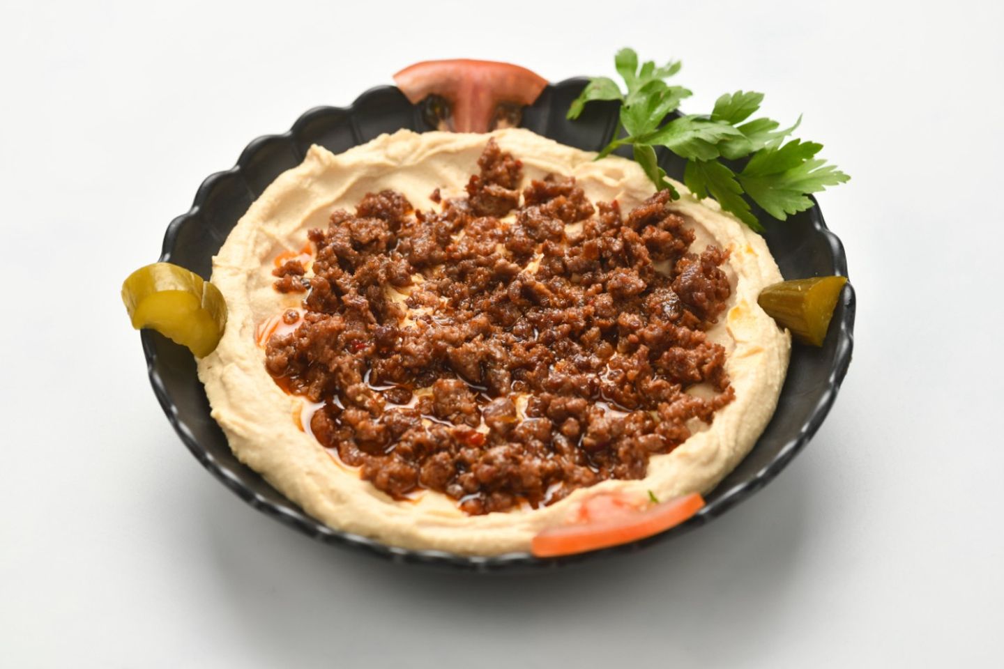 Hummus With Camel Mince Plate