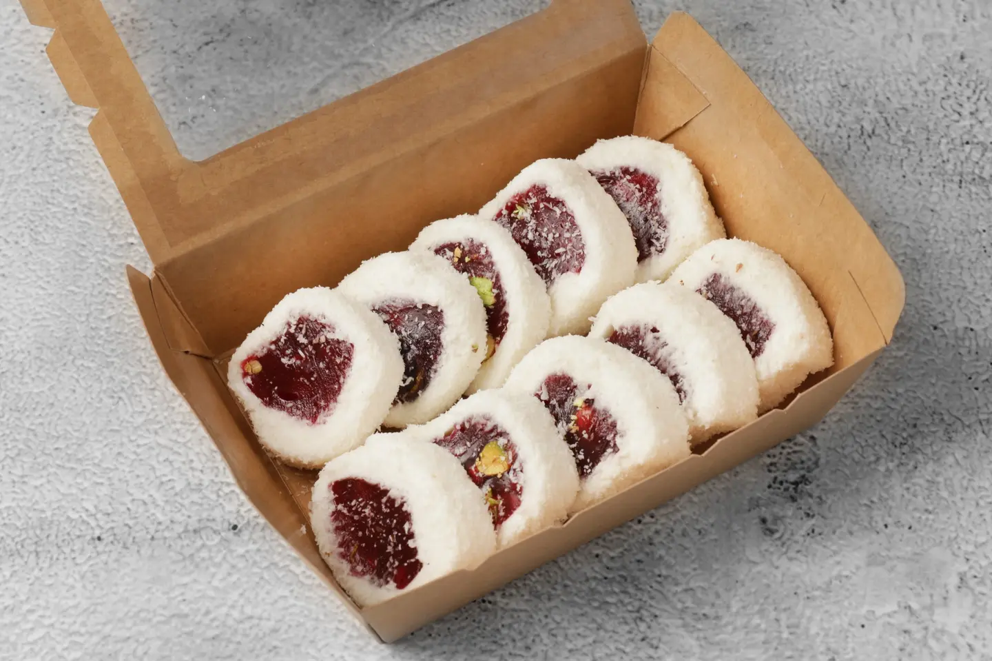 Narghin Turkish Delight With Pomegranate And Pistachio Filling