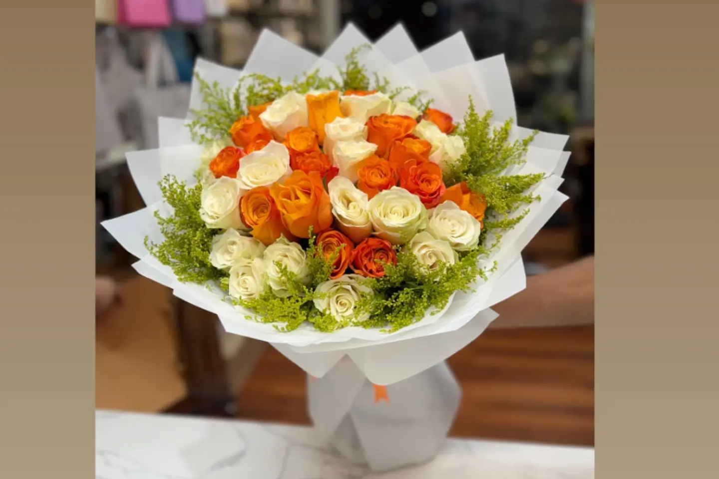 باقة جمال المكس الاورنج والابيض