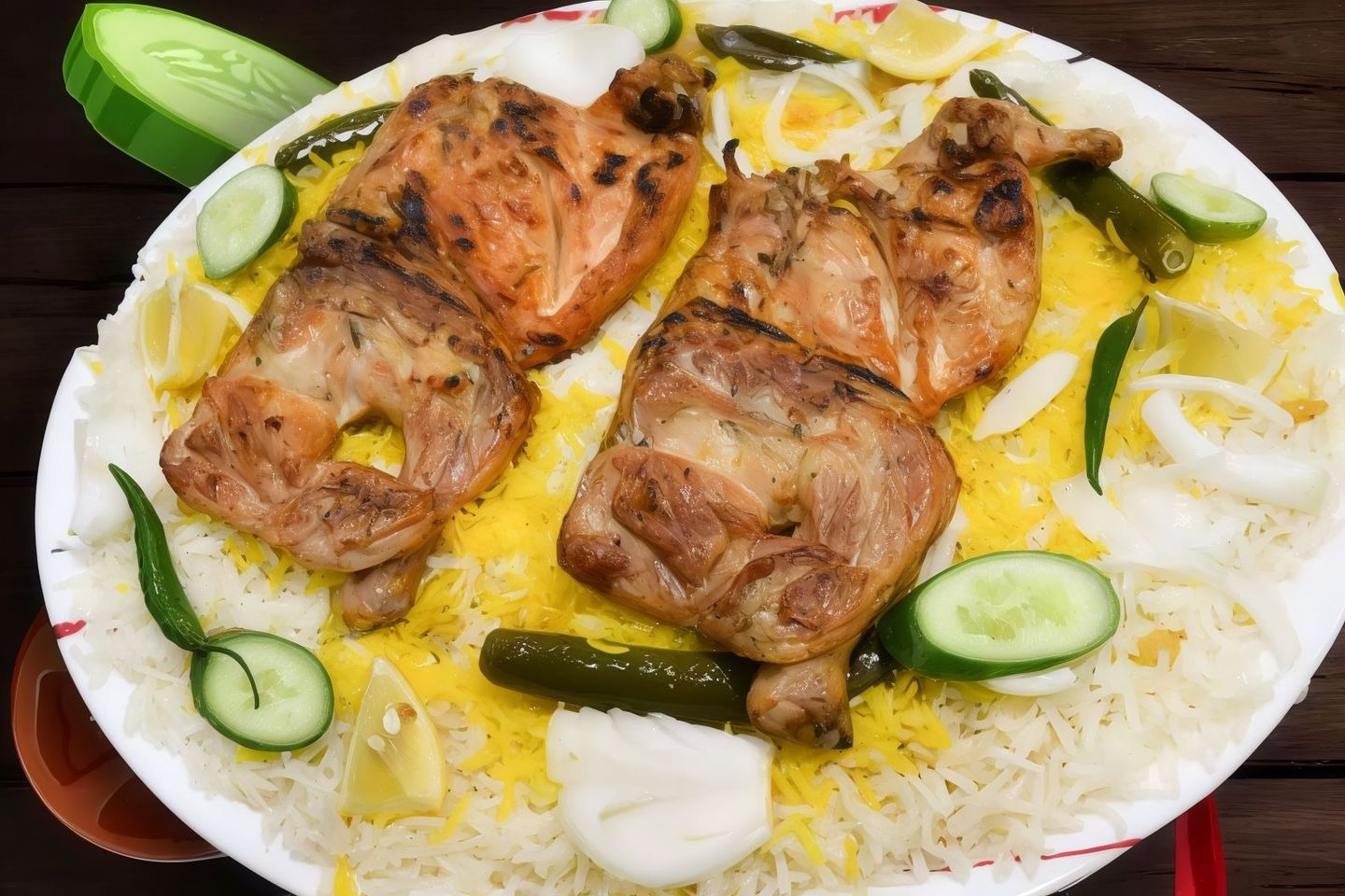 نصف دجاج مضبي بدون رز