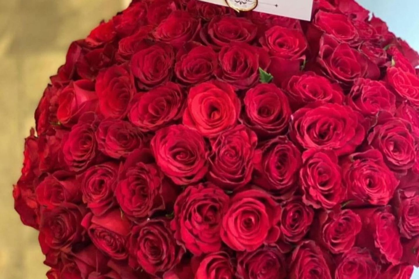 بوكيه جوري احمر دائري بدون تغليف
