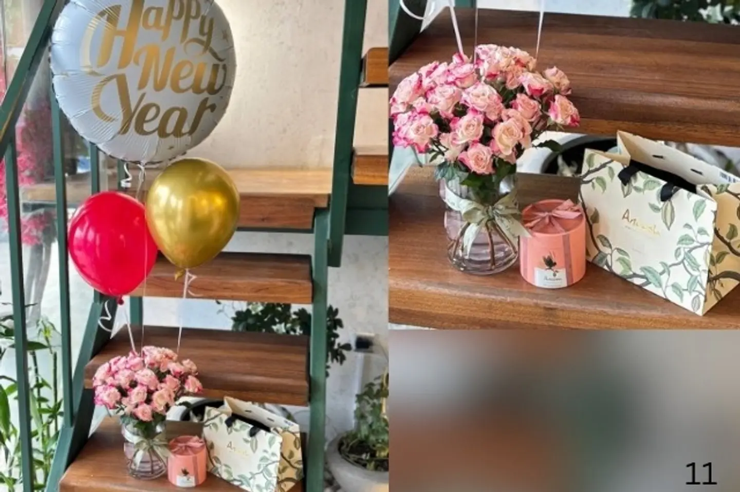 فازة ورد وشكولاته انوش مع بالونات