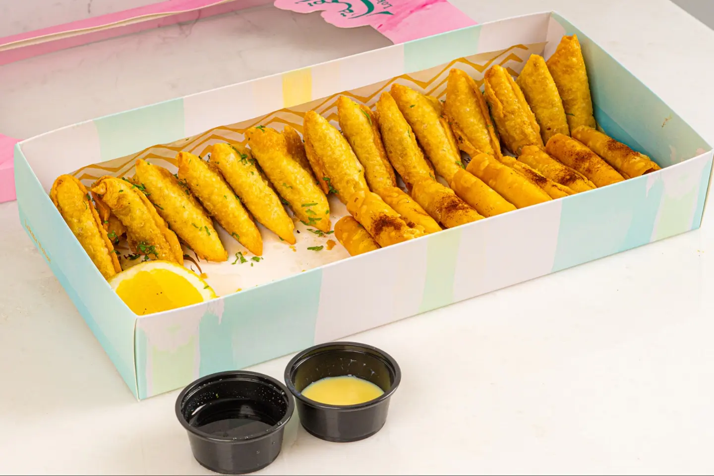 Box Meat Samosa And Cheese Fingers