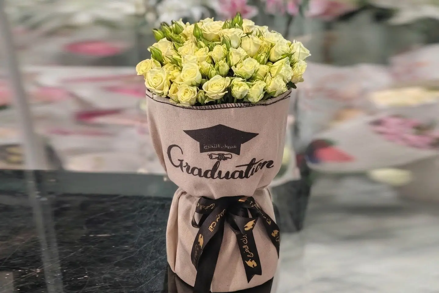 Graduation Bouquet   White Baby Rose