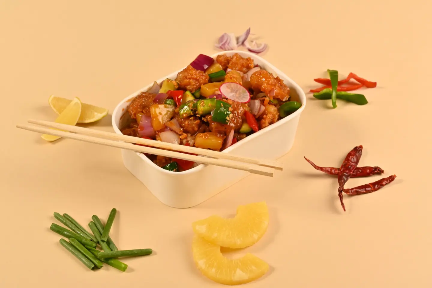 Shrimp With Rice Sweet And Sour Sauce