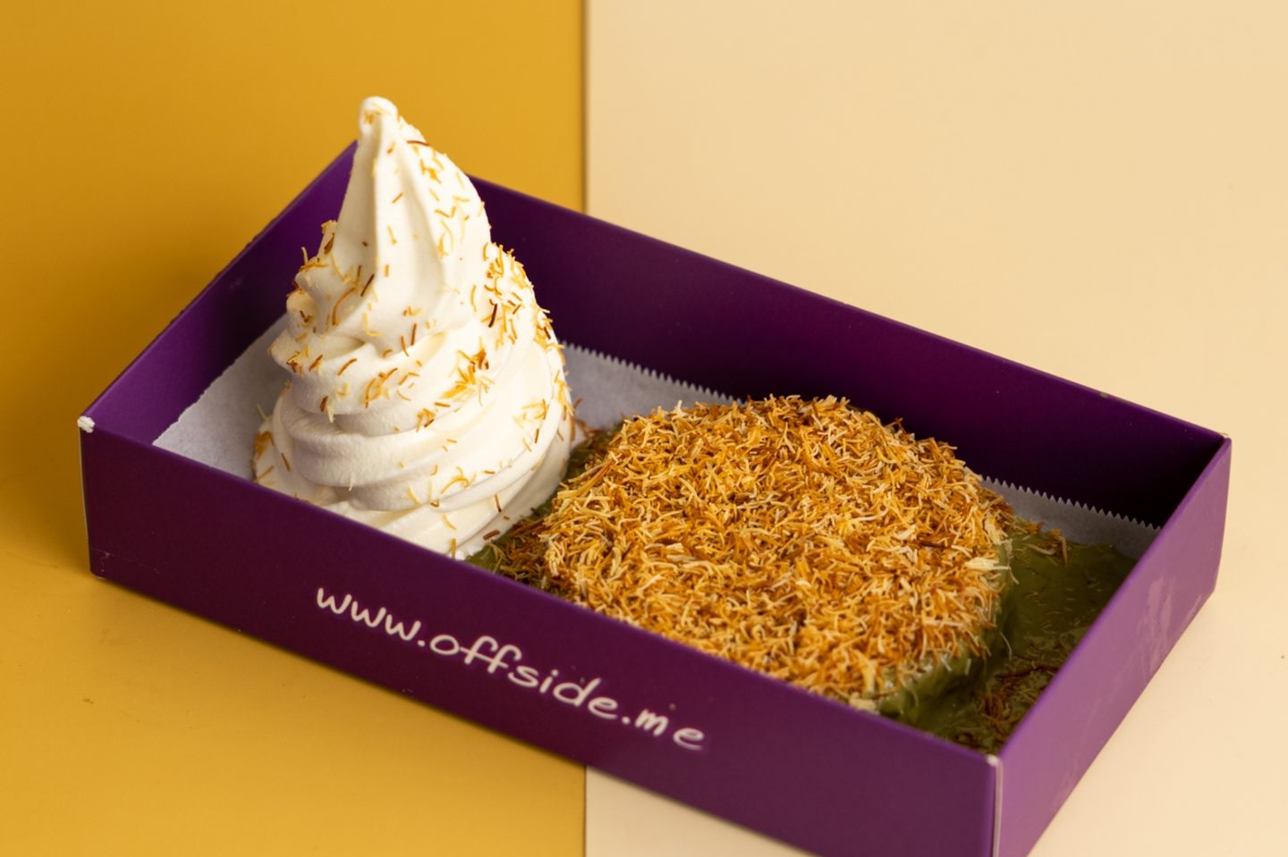 Pistachio Kunafa Cookies And Delicious Vanilla Ice Cream