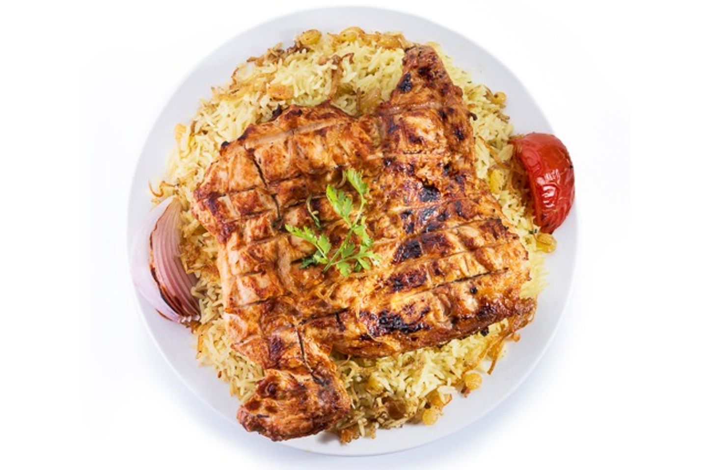 نص حبة على الفحم مع رز