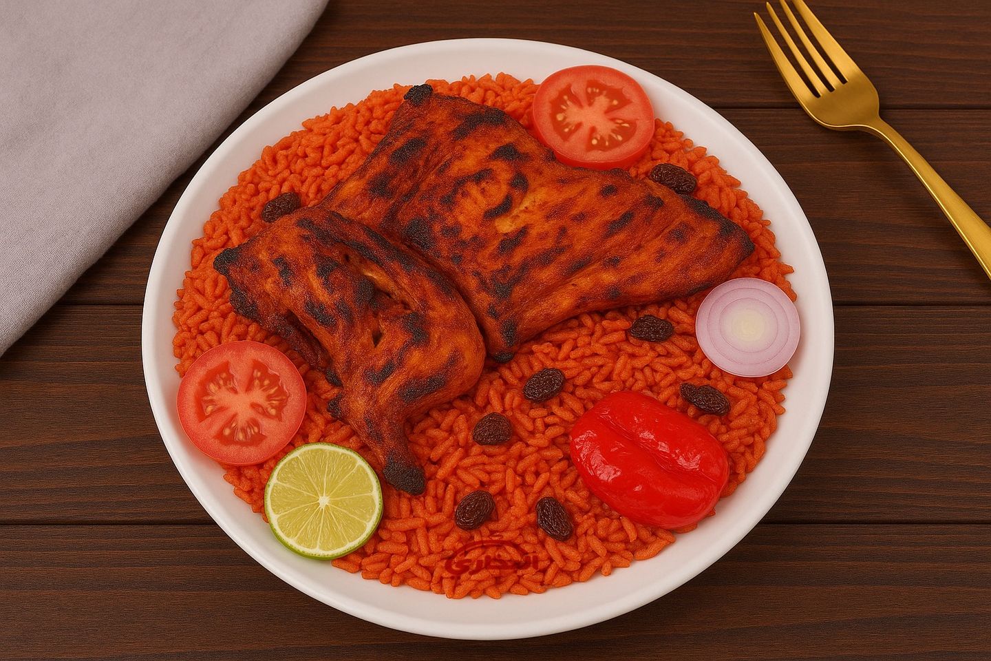 Half Charcoal Chicken With Bukhari Rice