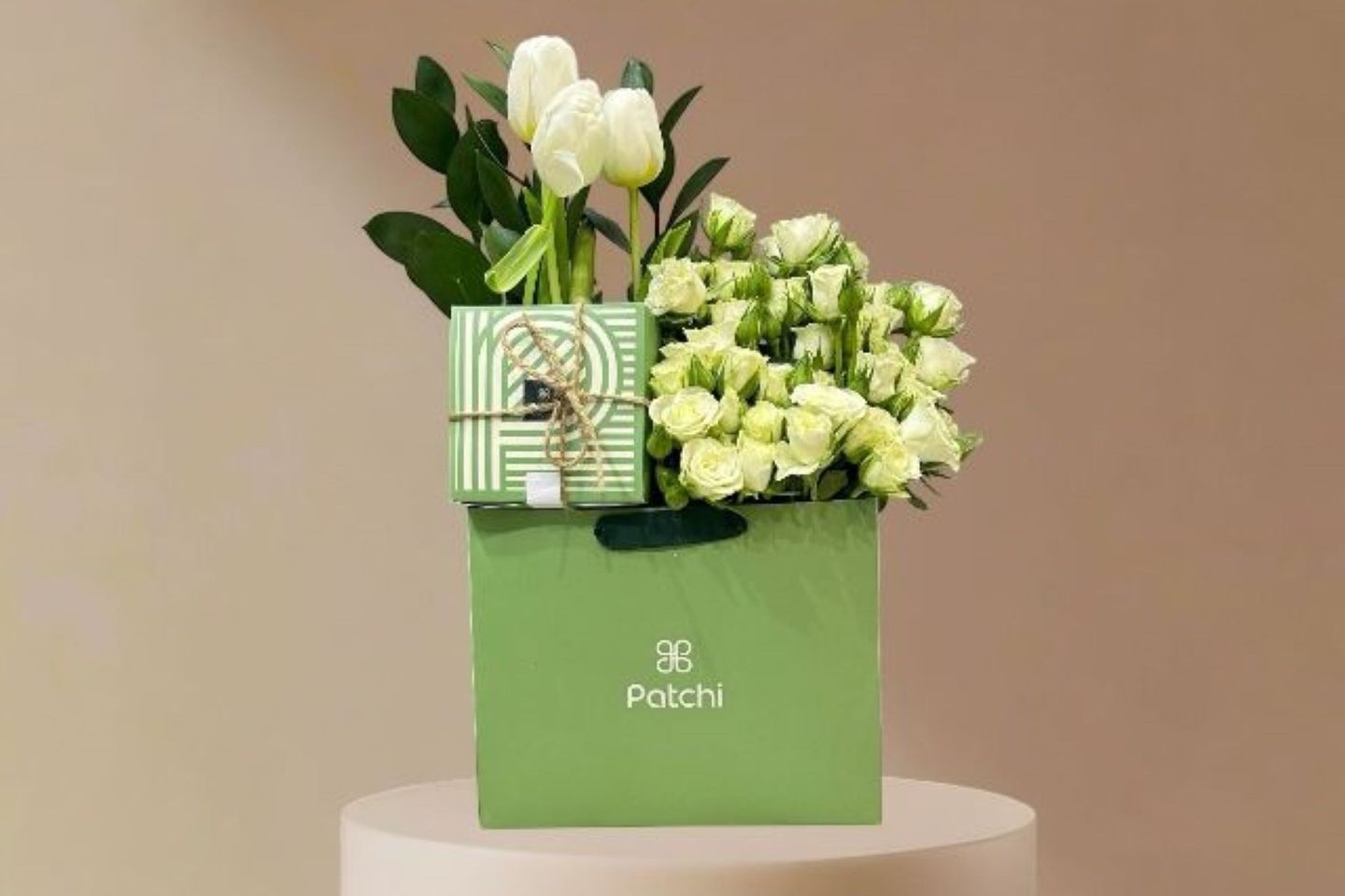 Patchi With Baby Rose And Tulips