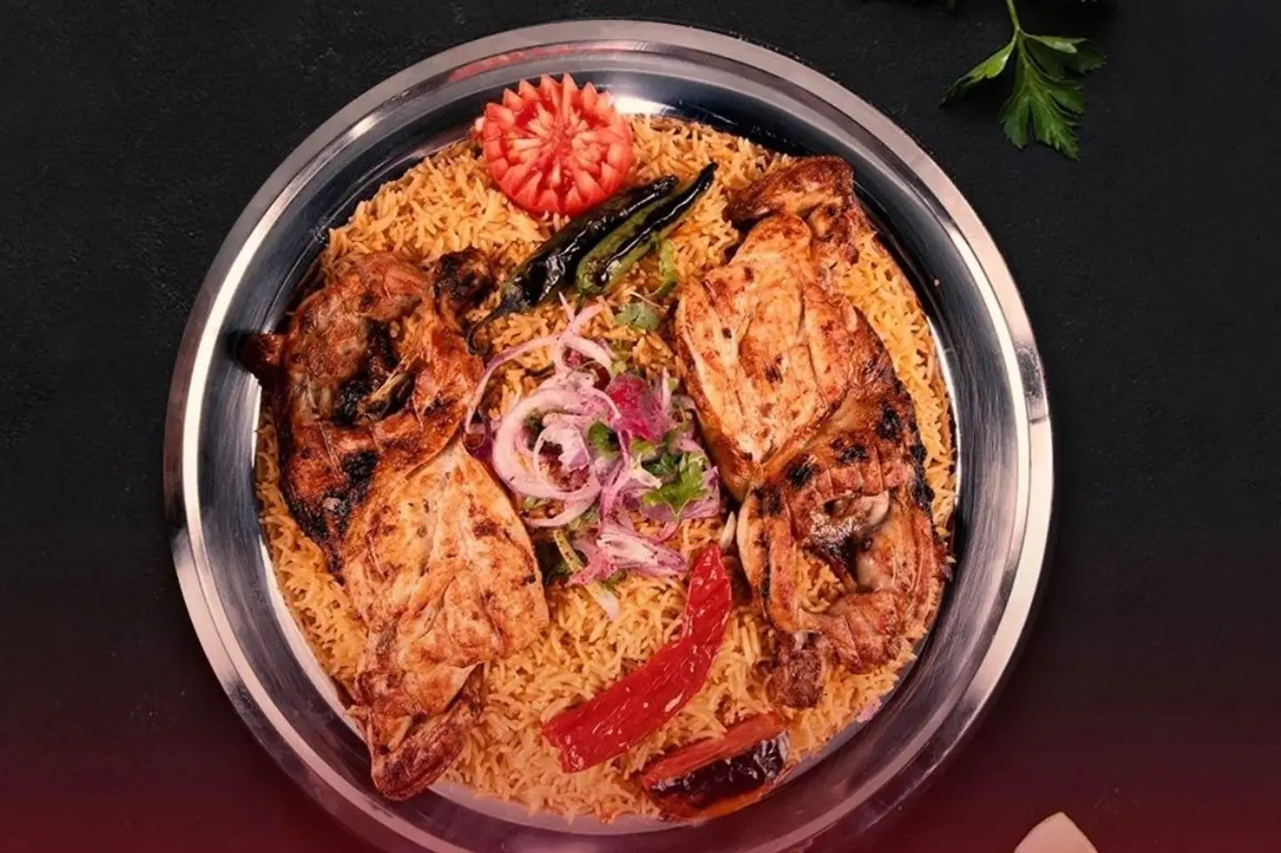 Chicken On Charcoal With Rice - Charcoal Chicken With Biryani Rice