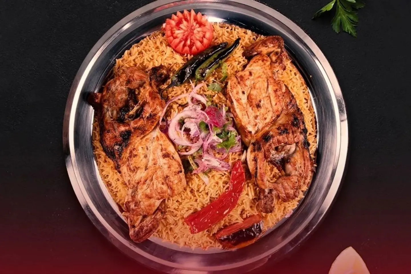 Half A Chicken On Charcoal With Rice - Half Charcoal Chicken With Bukhari Rice