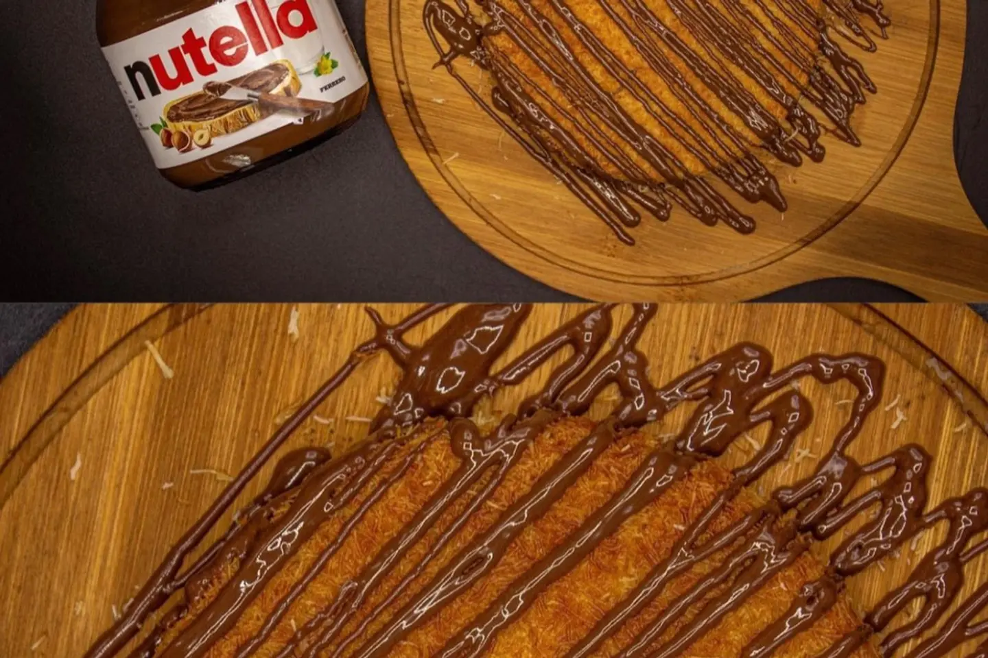 Small Konafa With Cream And Nutella - Konafa With Cream And Nutella